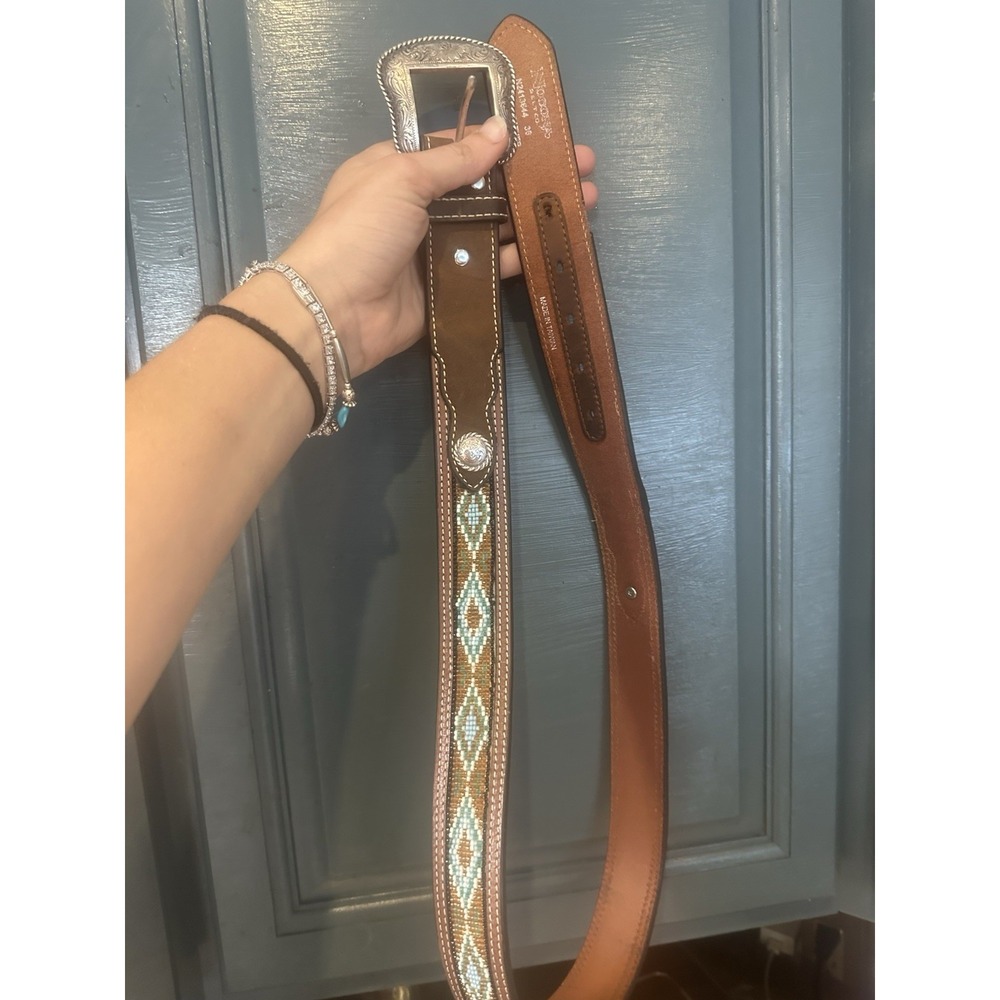 Nocona Men's Aztec Southwestern Beaded Leather Western Belt size 30 unisex